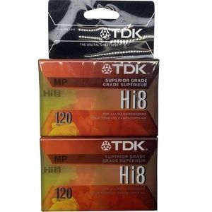 𝅺TDK 2-Pack Superior Grade MP Hi8 Camcorder Blank Video Cassette Tapes, 120 Min